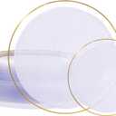 DaYammi 60Pcs Clear Gold Plastic Plates - Disposable Party Plates, Gold Plates Disposable Include 30 Dinner Plate 10inch,30 Dessert Plate 7inch,Frosted Bottom Plastic plates for Party,Wedding,Holiday