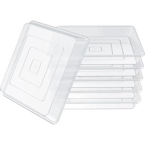 5 Pack Square Clear Plant Saucer 6 8 10 12 14 16 Inch, Durable Thick Plant Pot Dish for Flower Pot, Plastic Plant Tray to Catch Water for Indoor Outdoor (14Inch, Clear)