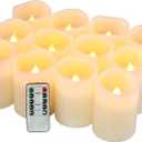 Flameless Candles Battery Operated Candles Set of 12(D:3" X H:4") Pillar Real Wax Led Candles with 10-Key Remote and Cycling 24 Hours Timer