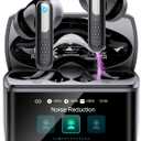 Wireless Earbuds with Touch Screen, Transparency Mode, IPX7 Earphones, Dark Black