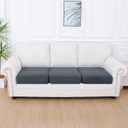 Smiry Waterproof Couch Cushion Covers for Sofa, Stretch Jacquard Seat Cushion Covers Washable, Sectional Sofa Slipcover Elastic Furniture Protector for Pets, Kid (3PCS, Grey)