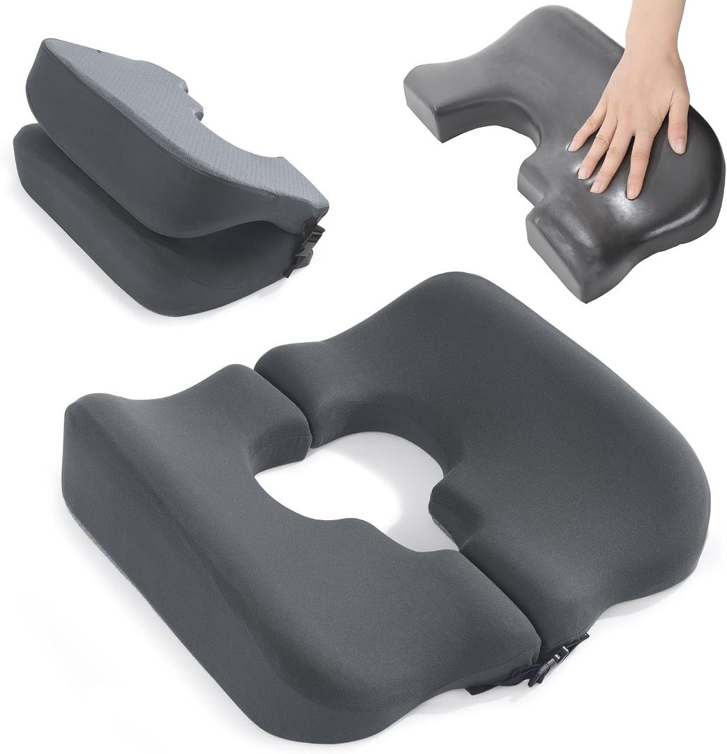 HOMBYS Memory Foam Bed Sore Cushions for Butt,Bedsore Pressure Relief Pillow for Sleeping and Sitting,Cushion for Bed Sores on Buttocks, T Shaped Opening Tailbone Pillow, Patent Pending(Dark Grey)