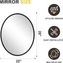 Black Oval Bathroom Mirror for Wall, 22"x28" Bathroom Vanity Mirror | HD Shatterproof Glass, Metal Framed, Oval Vanity Mirrors for Bathroom, Bedroom, Living Room, Entryway, Horizontal or Vertical