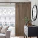 TWODRAPES Dutch Cocoa 90 Inch Linen Curtains Pinch Pleated Living Room Bedroom Dining Boho Brown Light Filtering Pinch Pleat Drapes Hooks Rings Back Tab Semi Sheer Dark Brown Window Curtains 2 Panels