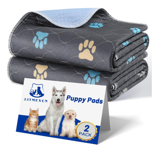 Aitmexcn Washable Puppy Dog Pee Pad, 2PCS 100% Waterproof Whelping Training Mat for Puppy/Senior Dog, Fast Drying Reusable Puppy Pads for Indoor, Outdoor and Car Travel- 24'' x 36''