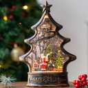 Christmas Snow Globe Lantern Water Glittering Santa's List with Music& Timer, USB Lined/Battery Operated Lighted Lantern for Christmas Festival Decoration Gifts