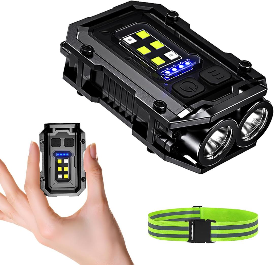 Clip on Flashlight, 8 Modes Running Light for Runners Rechargeable Safety Lights Portable COB Flashlight for Night Working, Running, Camping, Fishing, Hiking, Dog, Gift