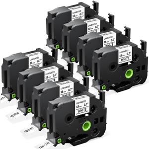 8-Pack TZe-241 TZe TZ Tape 18mm 0.7 Laminated White Compatible with Brother P Touch Label Tape 18mm .7 TZe241 for Brother PT-D400 PT-D410 PT-PT-D600 D610BT PTD460BT, 3/4 Inch