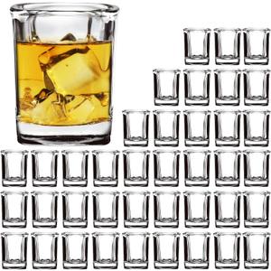 Shot Glasses Set with Heavy Base,2.2 oz Mini Square Whiskey Shot Glasses bulk, 40 pack Clear Espresso Shot Glass for Whiskey and Liqueurs,Ideal for Christmas,Halloween and Thanksgiving