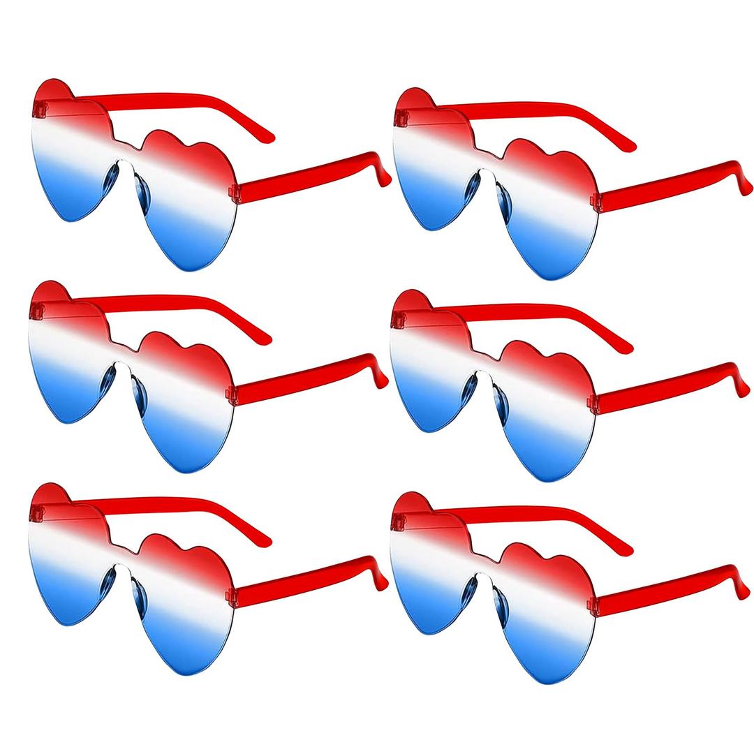 Star Shaped Sunglasses Star Sunglasses Bulk 6pcs Red Blue White Star Glasses 4th of July Patriotic Sunglasses Bulk 4th of July Star Glasses for 4th of July Patriotic Memorial Independent Day Women Men