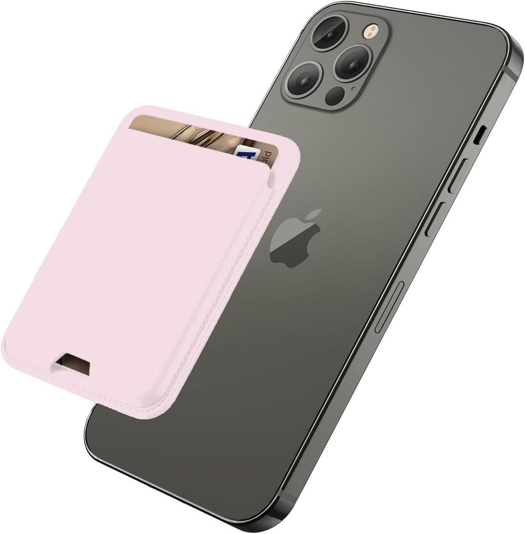 Magnetic Wallet Compatible with MagSafe for iPhone 16 15 14 13 12 Pro Max Plus Model, Mag 3 Safe Card Holder Stick on for Apple Cell Phone, Light Pink (Baby Pink)
