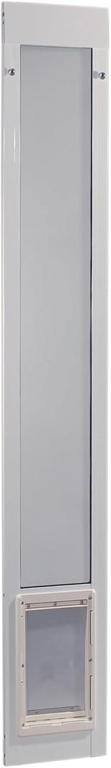 Ideal Pet Products Aluminum Pet Patio Door, Adjustable Height 77-5/8" to 80-3/8", 7" x 11-1/4" Flap Size, White (Small (Pack of 1))