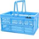 ZHJINGYU crates for storage,plastic baskets for organizing,collapsible shopping basket,foldable crate with Handles,collapsible storage crate,car basket,for Kitchen,Bathroom,Medicine (Blue, S)