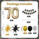 54Pcs 70th Birthday Decorations for Men Women, Black and Gold Balloon, Large Number 70 Fabulous, Star Balloons Party Decorations with Happy 70th Birthday Banner, 70 Year Old Anniversary Decor Supplies