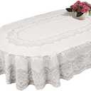 ZUODOOKU Table Cloth Cover Home Tablecloth Oval Rectangle Plastic Lace Pattern White