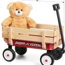 Radio Flyer Mini Steel and Wood Wagon for Kids, 19" Toy Wagon for Kids Aged 1.5+, with Teddy Bear, Play-Size Version of the Classic, Durable Wheels, Working Handle, for Toys, Crafts & Gift Displays