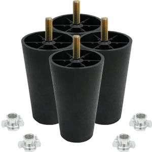 Murtenze 4Pcs 5 inch Sofa Legs, Round Tapered Plastic Couch Legs Replacement Furniture Legs with M8 Hanger Bolts for Chair Sofa Dresser Cabinet Loveseats Ottoman Bed