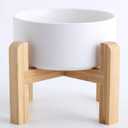 Petygooing White Elevated/Raised Ceramic Dog Bowl for Small Breeds, Dog Food Water Dish with Stand,Pet Feeding Bowl with Anti Slip Rubber for Cats and Small Dogs Puppy 13.5 OZ (5.1In / 1.7 Cups, White)