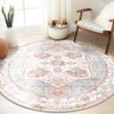 6ft Area Rug Vintage Machine Washable Low Pile Carpet No Shedding Area Rugs for Living Room Bedroom Dining Room Kitchen Entryway Hallway Office Indoor-Pink/Blue/Red/Orange