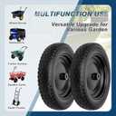 Cenipar 4.80/4.00-8" Flat Free Tire and Wheel - 14.5" Solid Flat-Free Replacement Tire with 5/8"& 3/4" Axle Borehole, Adjustable Centered Hub 3-7" for Wheelbarrow Garden Trailer and Trolley