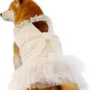 Formal Dog Dresses for Large Dogs White Dog Bridesmaid Birthday Party Tutu Dress with Tulle Lace & Bow Decor Summer Pet Princess Costume for Female Dogs,XL