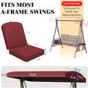 Outdoor Porch Swing Cushions 3 Seater with Swing Canopy, Replacement Cushions for Outdoor Swing, Patio Swing Cushion 25D Foam (Red)
