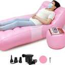 AOSSA BBL Chair After Surgery, Inflatable Sofa Bed for Sleeping, BBL Mattress with Hole, Inflatable Couch with Ottoman, Blow Up Lounge Chair, BBL Post Surgery Kit for Butt Support (Pink) (50*33.5*10 inch)