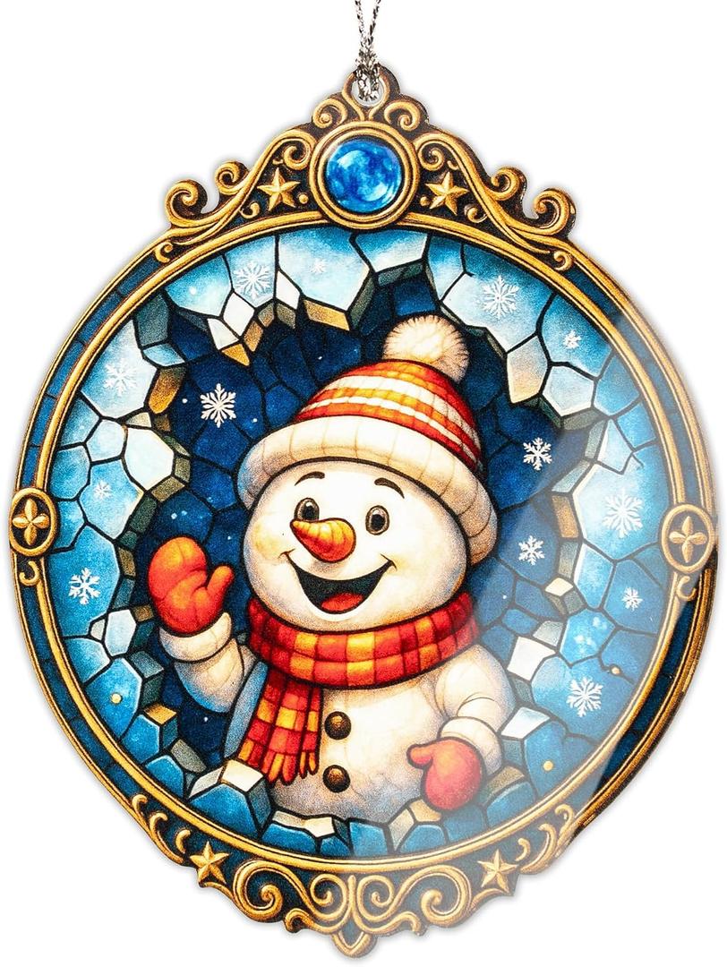 Merry Christmas Ornaments, Snowman Charm, Holiday Joy, Ornaments Decorations, Lovely Snowman Ornament Hanging Decor for Tree, Car, Home, White Elephant Gifts, Christmas Decorations