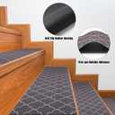 15 Pcs Non Slip Stair Treads for Wooden Steps 8 x 32 Inch Peel and Stick Carpet Stair Treads with Reusable Adhesive Indoor Staircase Rugs Bulk Dark Gray Mats for Home Elders Pets Supplies