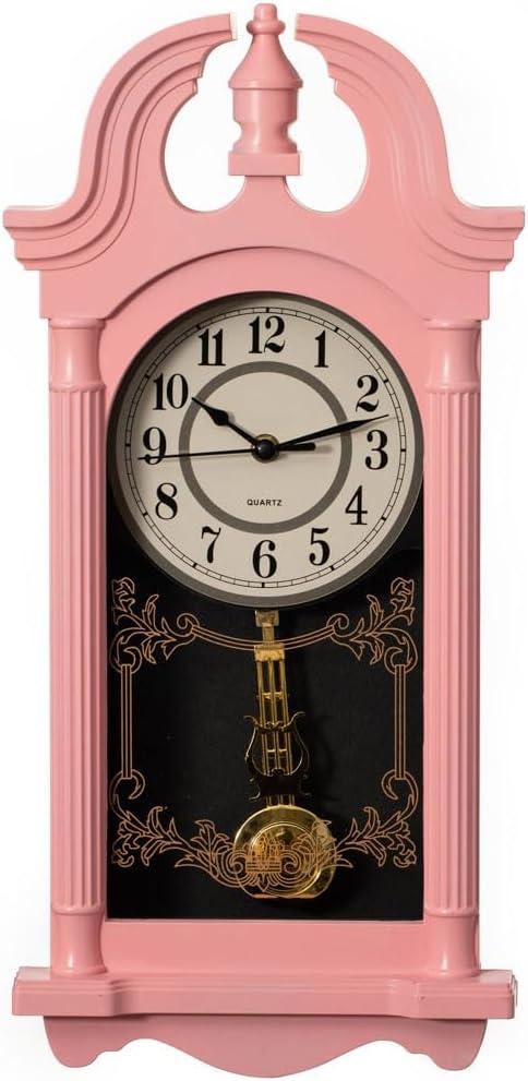 Clockswise Vintage Grandfather-Style Wall Clock with Wood-Effect Plastic Pendulum Battery-Operated for Home Decor Living Room Home Office Kitchen or Dining Room White, 16 Inch (Pink, 20 Inch) Clockswise Vintage Grandfather-Style Wall Clock with Wood-Effect Plastic Pendulum Battery-Operated for Home Decor Living Room Home Office Kitchen or Dining Room White, 16 Inch (Pink, 20 Inch)