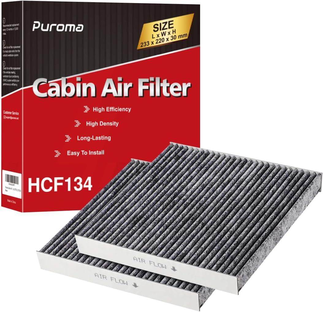 Puroma Cabin Air Filter with Activated Carbon, Compatible with Honda, CR-V, Civic, Accord, Odyssey, Pilot, Crosstour, Passport, Acura ILX, MDX, RDX, RLX, TLX, TSX, ZDX, Replacement for CP134, CF10134