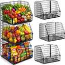 3Tier Wall Hanging Fruit Baskets for Kitchen Organizing Fruits and Vegetables, HeavyDuty Wall Basket for Storage, Wire Hanging Fruit Basket for Kitchen & Pantry