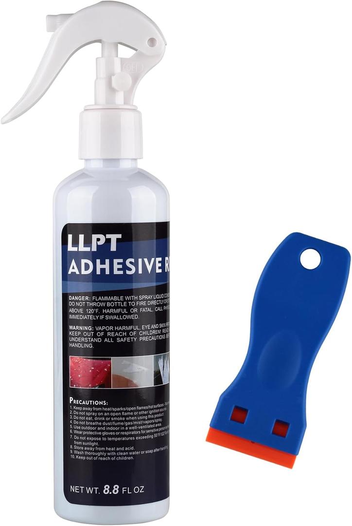 LLPT Adhesive Remover 8.8 fl oz with Plastic Scrapper Surface Safe Removes Labels Stickers Decals Adhesive Tape Residue Tar Grease Chewing Gum (49503-1) (8.8 oz 1 Pack)