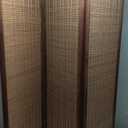 3 Panel Room Divider Short Folding Screen Divider,Double Sided Bamboo Divider Screen for Room Separation,Brown,47.2" H x 46.1" W