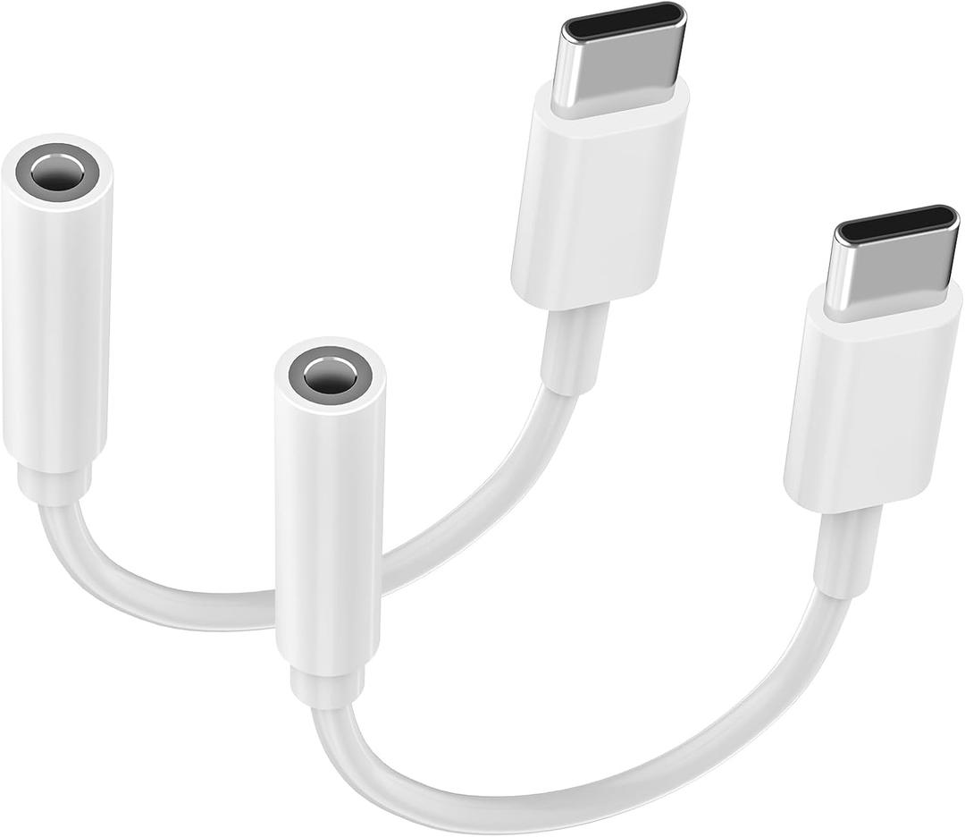 [Apple MFi Certified] USB Type C to 3.5 mm Headphone Jack Adapter, 2 Pack Earphone Audio Jack Aux Dongle Cable for iPhone 16, 15 Plus 15 Pro Max, Galaxy S24 S23 Ultra Note, iPad Pro Mini, MacBook