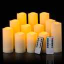 CLTNIKET12-Pack LED Flameless Candles(D 2.2''X H 4'' 5'' 6'' 7'') with Remote Control Waterproof Outdoors & Indoors, Battery Candles with Remote Timer, Decorative Remote Led Candles.
