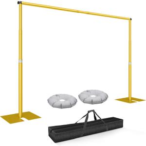 Pipe and Drape Backdrop Stand Kit 7x10ft, Heavy Duty Back Drop Adjustable Stand with Carry Bag, Metal Background Frame for Parties Wedding Birthday Decoration Photography Photo Booth Video - Gold