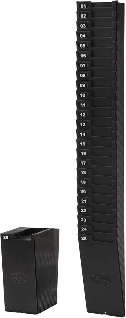 Lathem Time Card Rack Expandable System, 25 Pockets, Durable Construction with Mounting Hardware, Holds up to 9 Inch Cards, Black (25-9EX)