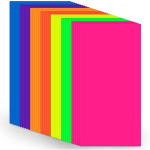 Colored Large Cardstock 12x24 In 35 Sheets Assorted Neon 7 Color Paper Bright Fluorescent Color Heavyweight Paper 180GSM/65lb Suitable for Extended Cutting,Ships Flat - No Creases