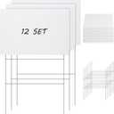 Jetec 24 Pcs Blank Yard Signs with H Stakes 12 x 8 Inches Corrugated Plastic Lawn DIY Double Sided Outdoor Signs for Garage Guidepost Rent Open House Birthday Party Decorations(White)