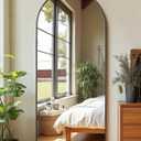 Floor Mirror, Full Length Mirror with Stand, Arched Wall Mirror Full Length, Black Floor Mirror Freestanding, Wall Mounted for Bedroom Living Room, Black (59"L x 18"W)