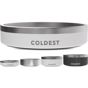 Coldest Dog Bowl - Anti Rust Metal, Non Slip, 3 Layers Insulated Stainless Steel Dog Bowls - Spill Proof & Heavy Duty - Water Bowl for Dogs, Cats & Pets, Dish Washer Safe (21 oz, Epic White)