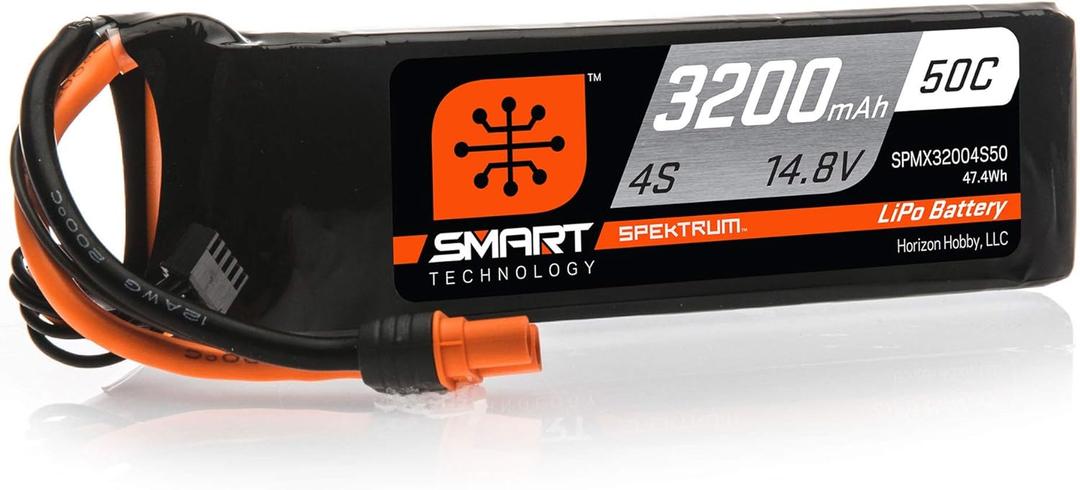 Spektrum 14.8V 3200mAh 4S 50C Smart LiPo Battery: IC3, SPMX32004S50