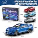 Toys Cars 18-Pack, 1:64 Scale Die-Cast Metal Vehicles Set, Includes Pickup, Racing Cars,Sports Cars for Display or Play, Great Gift for Kids Age 3 Years and Up (18 Pack)