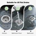 Makerfire 2PCS Shower Drain Hair Catcher, 4.72'', Flat Shower Drain Cover/Filter, Bathroom/Kitchen Sink Drain Strainer, Stainless Steel and Silicone