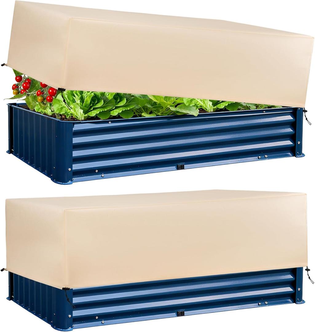 Plant Covers Freeze Protection 2 Pack with Elastic Drawstring, 3.54 oz/yd Winter Cold Weather Frost Blanket Planter Box Cover for Raised Bed Outdoor Flowers Potted, 59 x 19.6 x 21.6 INCH