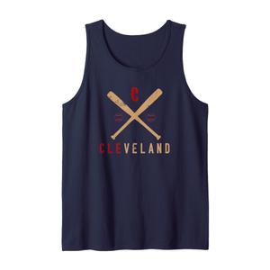 CLEVELAND CLE BASEBALL VINTAGE DISTRESSED Tank Top, Size Medium,Royal Blue