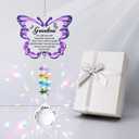 Butterfly Crystal Suncatcher Sympathy Gifts for Loss of Grandma Memorial Bereavement Gift Idea for Loss of Grandmother Sun Catchers Indoor Window Rainbow Maker Window Hanging (Purple)