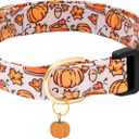 Faygarsle Orange Dog Collar with Pumpkin Leaf Patterns Cute Puppy Collar for Fall Autumn Seasons Dog Collar for Small Medium Large Dogs Stylish Dog Necklace for Male Female Boy Girl Dogs M