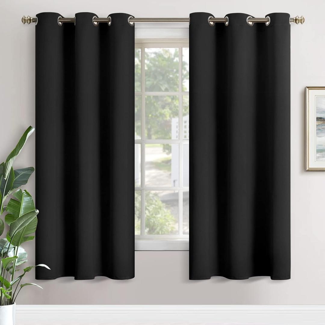 YoungsTex Black Out Curtains for Bedroom 72 Inch Length - Thermal Insulated Drapes with Grommet Room Darkening Privacy for Living Room, 2 Panels, 42 x 72 Inch, Black